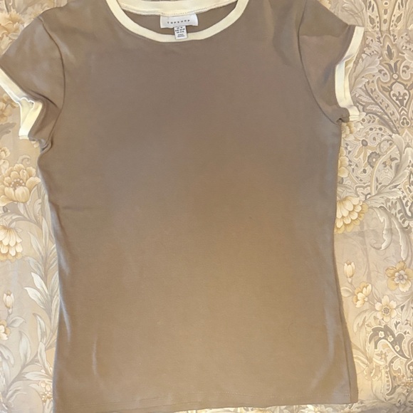 Topshop Beige and Cream Ringer Tee - Picture 1 of 3